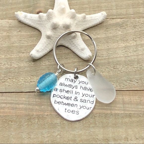 Hand Crafted Other - Sea Glass Beach Charm Key Ring| Genuine Seaglass Gift New Driver Keychain